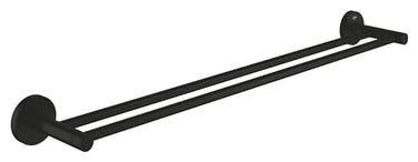 GROHE Double Towel Bar Start-Doppel-Badetuchhalter (für 2 große Handtücher, 65cm breit (Bohrabstand 60cm), verdeckte Befestigung, zum Bohren), schwarz, 412032430, Matte Black im Sale